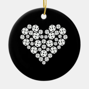 Funny Pickleball Love Heart Shape Valentine Ceramic Tree Decoration