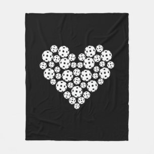 Funny Pickleball Love Heart Shape Valentine Fleece Blanket