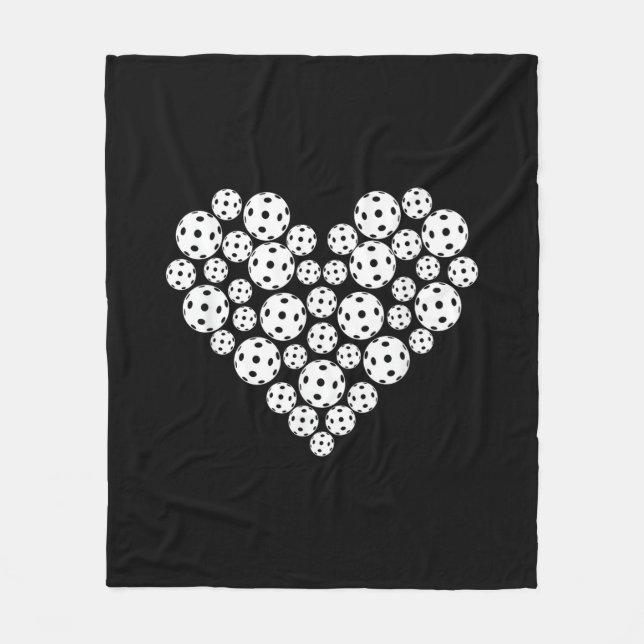 Funny Pickleball Love Heart Shape Valentine Fleece Blanket (Front)