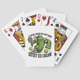 Funny Pickleball Lover Pun with a Pickle Playing Cards