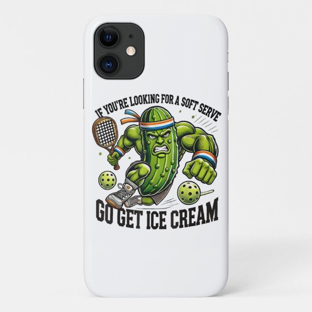 Funny Pickleball Lover Pun with a Pickle Playing Case-Mate iPhone Case (Back)