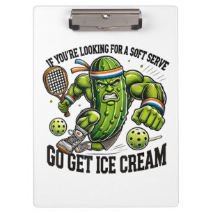 Funny Pickleball Lover Pun with a Pickle Playing Clipboard
