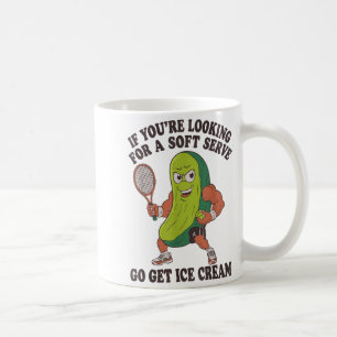 Funny pickleball lover pun with a pickle playing coffee mug