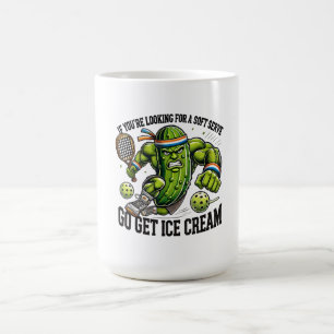 Funny Pickleball Lover Pun with a Pickle Playing Coffee Mug