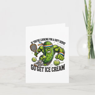 Funny Pickleball Lover Pun with a Pickle Playing Holiday Card