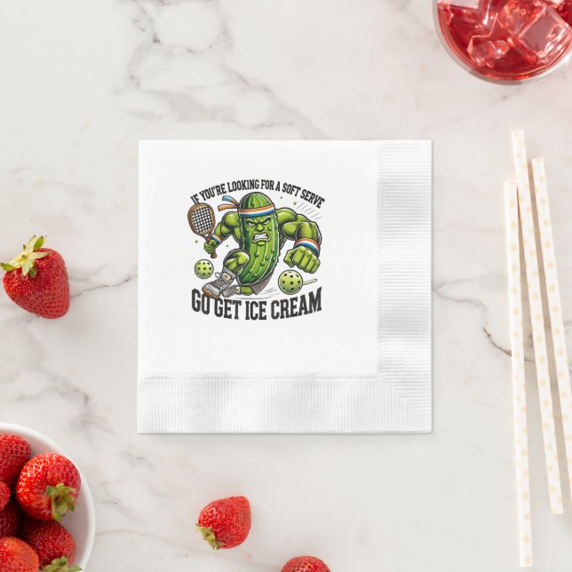 Funny Pickleball Lover Pun with a Pickle Playing Napkin (Insitu)
