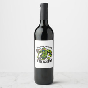 Funny Pickleball Lover Pun with a Pickle Playing Wine Label