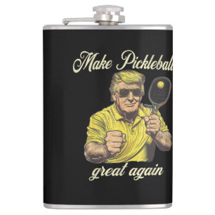 Funny Pickleball Lovers Graphics Pickle Ball Hip Flask