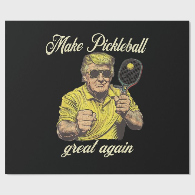 Funny Pickleball Lovers Graphics Pickle Ball Wrapping Paper (Flat)