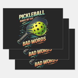 Funny Pickleball Makes Me Say Bad Words Player Wrapping Paper Sheet