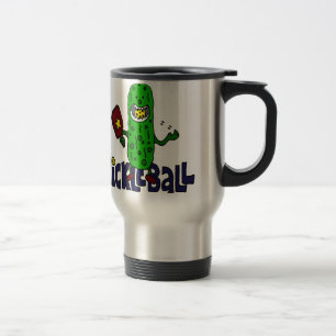 Funny Pickleball Monster Cartoon Travel Mug