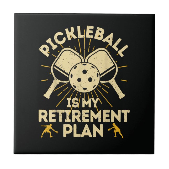 Funny Pickleball My Retirement Plan Vintage Tile (Front)