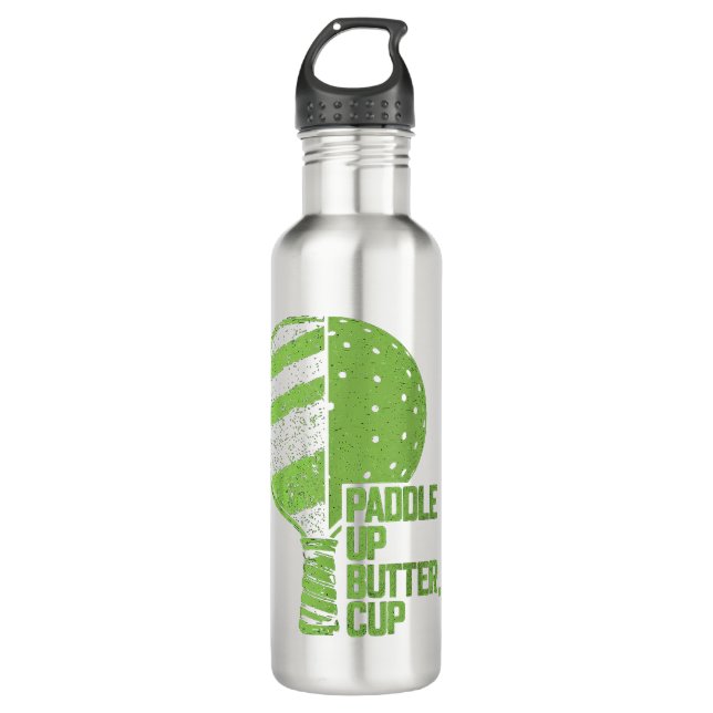Funny Pickleball Paddle Up Butter Cup 710 Ml Water Bottle (Front)
