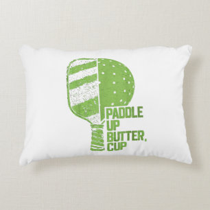 Funny Pickleball Paddle Up Butter Cup Decorative Cushion