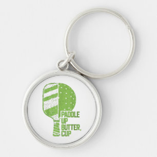 Funny Pickleball Paddle Up Butter Cup Key Ring