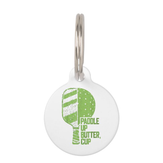 Funny Pickleball Paddle Up Butter Cup Pet Tag (Front)
