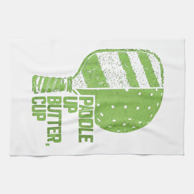 Funny Pickleball Paddle Up Butter Cup Tea Towel (Horizontal)
