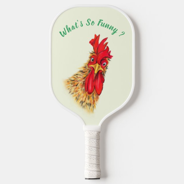 Funny Pickleball Paddle with Surprised Rooster (Front)