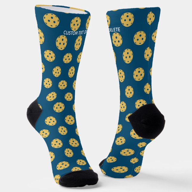 Funny Pickleball Pattern Personalised Custom Text  Socks (Angled)