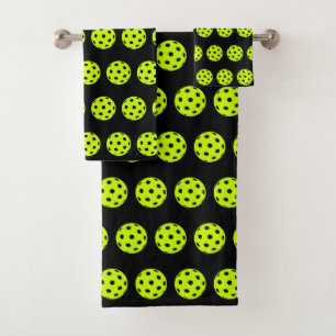 FUNNY Pickleball Pattern Yellow Novelty Bath Towel Set