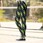 Funny Pickleball Pickle Holding Paddle and Ball Leggings<br><div class="desc">All your pickleball friends will get a laugh out of these Funny Pickleball Leggings featuring an all over pattern of cartoon pickle "people" holding pickleball paddles and balls. Great for rec play or tournament/match club play - or perfect for wearing around town. Easily change the background colour to your preference....</div>