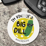Funny Pickleball Pickle I'M KIND OF A BIG DILL Key Ring<br><div class="desc">Funny personalised pickleball keychain for the pickleball enthusiast with the humourous saying I'M KIND OF A BIG DILL featuring a dill pickle and pickleball with a name, monogram or custom text. Fun gift for him or her. ASSISTANCE: For help with design modification or personalisation, colour change, transferring the design to...</div>