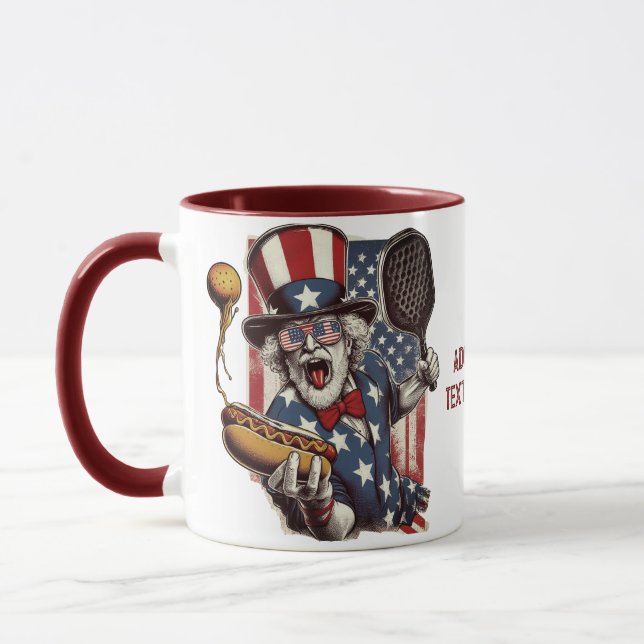 Funny Pickleball Player For Pickleball USA Flag Mug (Left)