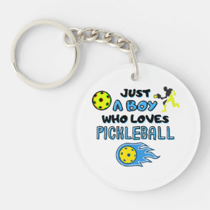 Funny Pickleball Player Just A Boy Who Loves Pickl Key Ring