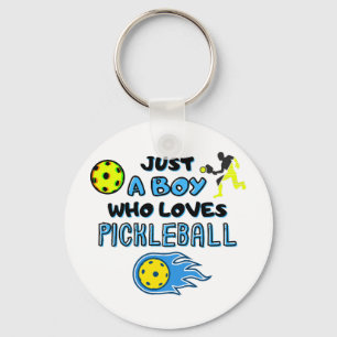 Funny Pickleball Player Just A Boy Who Loves Pickl Key Ring
