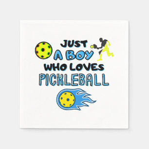 Funny Pickleball Player Just A Boy Who Loves Pickl Napkin