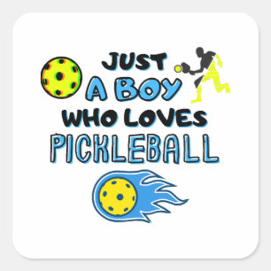 Funny Pickleball Player Just A Boy Who Loves Pickl Square Sticker