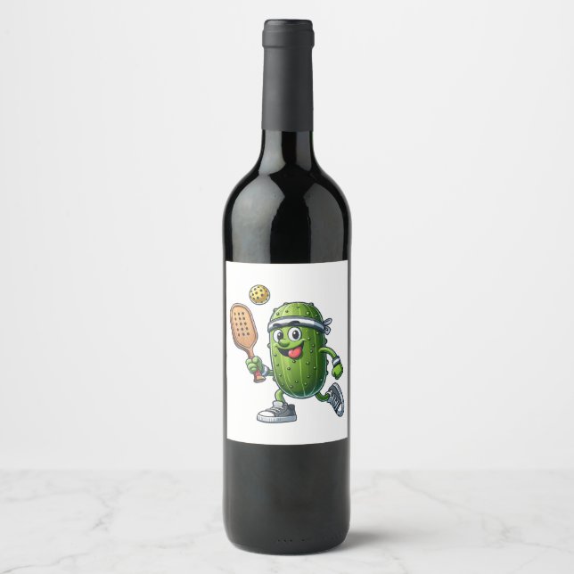 Funny Pickleball Player Paddleball Lover  Wine Label (Front)