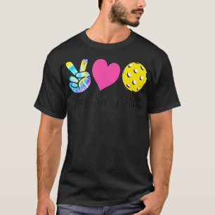 Funny Pickleball s Women Retired Peace Love Pickle T-Shirt