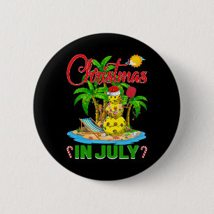 Funny Pickleball Santa Hat Hawaiian Christmas In J 6 Cm Round Badge