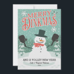 Funny Pickleball Snowman Merry Christmas Dinkmas  Holiday Card<br><div class="desc">Your pickleball friends will get a laugh from this funny holiday card. Design features a snowman holding Pickleball paddles and a greeting that reads "Merry Dinkmas". Add your custom text for a one of a kind Pickleball Christmas card. Backside features a pattern of pickleballs. Perfect for pickleball players, clubs, coaches...</div>