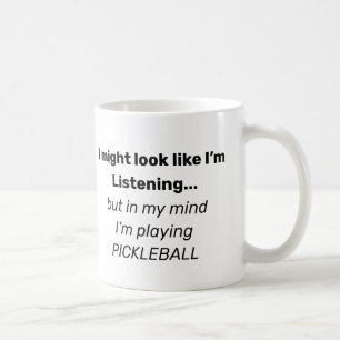 Funny Pickleball text Coffee Mug by Deb Jeffrey