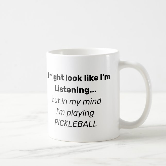 Funny Pickleball text Coffee Mug by Deb Jeffrey (Right)