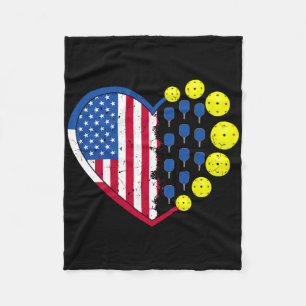 Funny Picklell Ll With American Flag Heart 4th Of Fleece Blanket