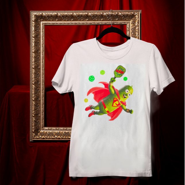 Funny Pickleman on White Personalised T-Shirt (Add a name or message on back.)