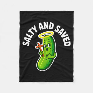 Funny Pickles And Jesus Saved Religious Christian Fleece Blanket