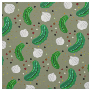 Funny Pickles Gherkins & Pickled Onion Pattern Fabric