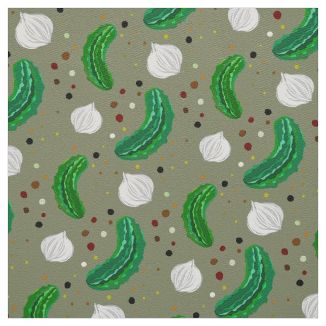 Funny Pickles Gherkins & Pickled Onion Pattern Fabric (Swatch)