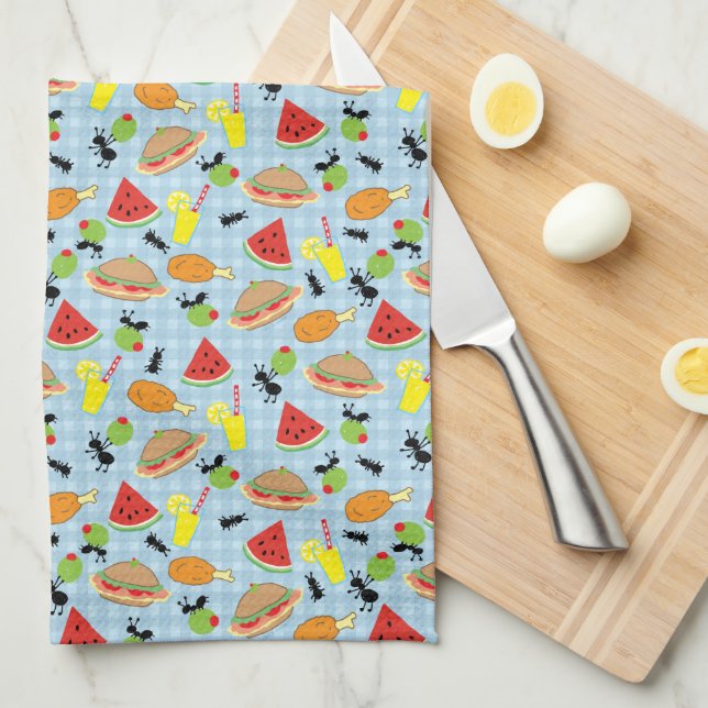 Funny Picnic Food  Pattern Towel (Quarter Fold)