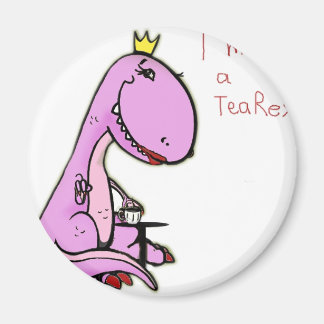 funny picture of a pink dinosaur TeaRex Magnet