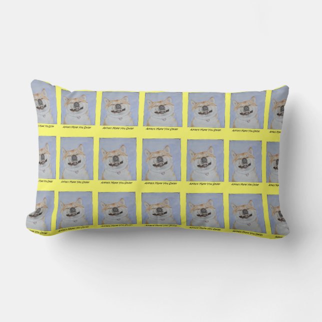 funny picture of akita dog smiling lumbar cushion (Front)