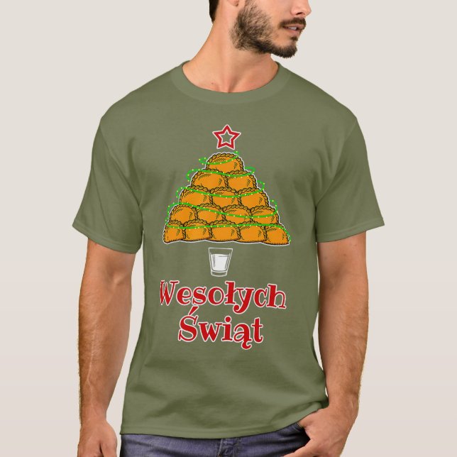 Funny Pierogi Christmas Tree  Polish food Tshirt (Front)