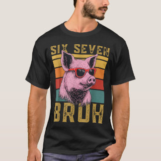 Funny Pig 67 6 7 Six Seven Meme Animal T-Shirt