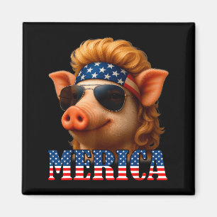 Funny pig american flag farmer independence day 4t magnet