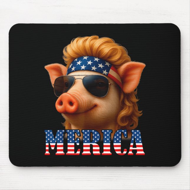 Funny Pig American Flag Farmer Independence Day 4t Mouse Mat (Front)