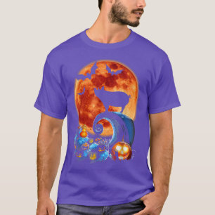 Funny Pig And Moon Halloween Costume Silhouette T-Shirt